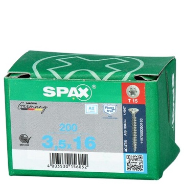 Wkręty nierdzewne A2 SPAX 3,5x16 TX 200 szt