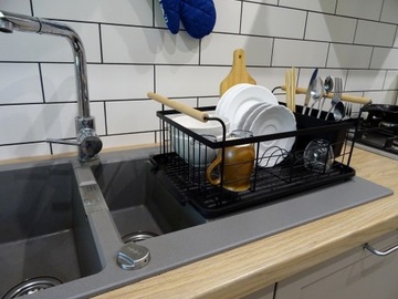 ЧЕРНЫЙ ДРЕНАЖ ДЛЯ СУШКИ ПОСУДЫ, БОЛЬШОЙ ПОДДОН ДЛЯ КАПЕЛЬНИКА