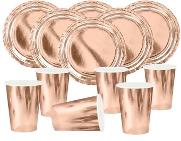 Zestaw Rose Gold Talerzyki Kubeczki Urodziny