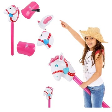 KOŃ NA KIJU ZABAWKA GŁOWA KONIA HOBBY HORSE BIAŁY KONIK BALON dla malucha