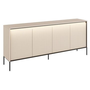 SZEROKA KOMODA ryflowana beżowa z lamelami i oświetleniem LED 190cm TR-04