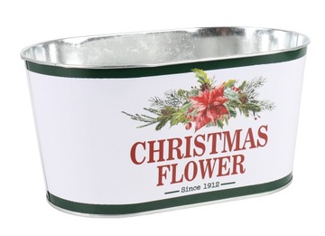 BIAŁY METALOWY KOSZYK PREZENTOWY CHRISTMAS FLOWER