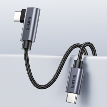 Черный кабель Unitek Кабель USB-C под углом 90 градусов PD 100 Вт 5 м