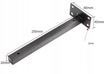 КРОНШТЕЙН ПОЛОЧКИ УГЛОВОЙ КРОНШТЕЙН 25см, ЧЕРНЫЙ