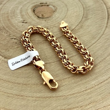 ТОЛСТЫЙ МУЖСКОЙ ЗОЛОТОЙ БРАСЛЕТ ПЛЕТЕНИЯ ГАРИБАЛЬДИ 8 ММ ХИРУРГИЧЕСКАЯ СТАЛЬ+БЕСПЛАТНО