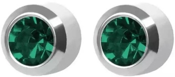 STUDEX kolczyk srebrny CYRKON ZIELONY W OPRAWIE- 6908