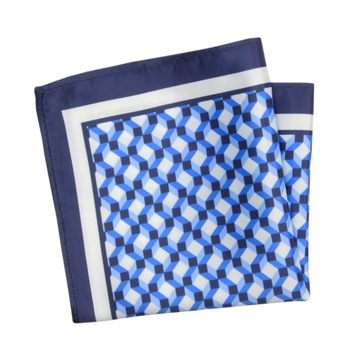 Granatowo-Biała Poszetka Wzór Geometryczny