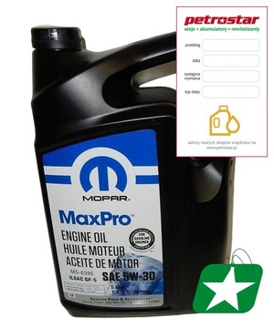 MOPAR 5W30 JEEP CHYSLER DODGE 5L