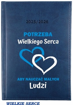 KALENDARZ NAUCZYCIELA 2025/2026 A5 tygodniowy granat nadruk WIELKIE SERCE