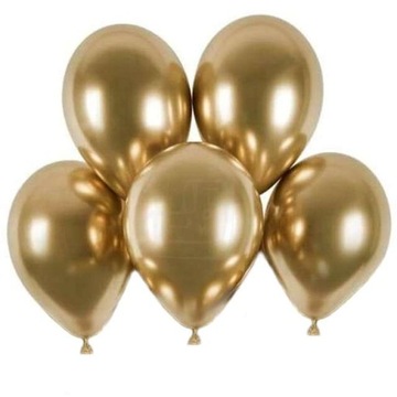 BALONY chromowane ZŁOTE shiny DUŻE 13 cali 5 szt metaliczne GOLD