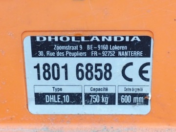 ГИДРАВЛИЧЕСКИЙ ПОГРУЗЧИК DHOLLANDIA 750 КГ DHLE.10 18R