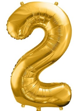 BALON FOLIOWY CYFRA 2 KOLOR ZŁOTY 86CM