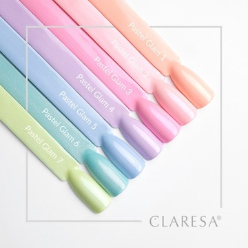 CLARESA PASTEL GLAM kolekcja kolorów pastelowych 7x Lakier hybrydowy 5 ml
