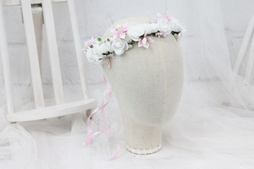 Венок для причастия, цветы, розы, жемчуг