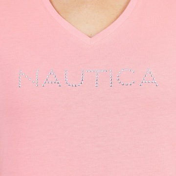 T-shirt damski NAUTICA z dekoltem w kształcie litery V, koszulka XS