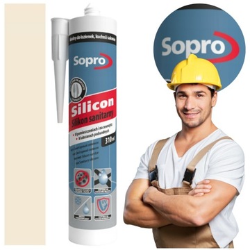 Silikon Sanitarny SOPRO Uniwersalny Grzybobójczy 310ml Jaśmin 28 Beżowy