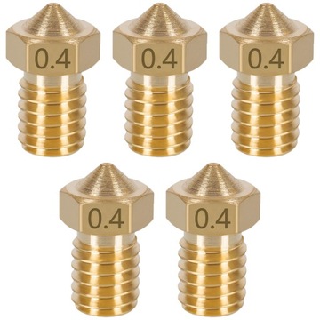 ZESTAW 5 x Dysza V6 0.4 mosiężna - 3D PRUSA 1.75mm
