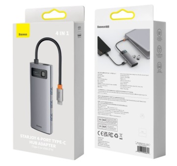 Адаптер BASEUS HUB 4in1 Type C на 4x USB 3.0 серии Metal Gleam