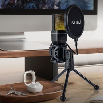 Mikrofon Bezprzewodowy 777W Led RGB USB-C Lightning komputer PC