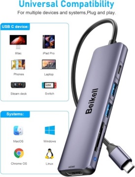Концентратор Beikell 7-в-1 usb-c