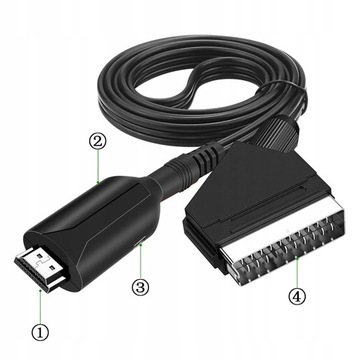 Kabel przewód Adapter konwerter z Euro HDMI na SCART PAL/NTSC 1080P HD 1m