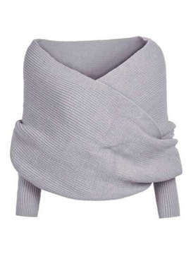 SWETER DAMSKI OPADAJĄCE RĘKAWY SZARY SHEIN