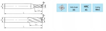 Радиальная фреза VHM для алюминия 4 x R0,2 x 50 мм