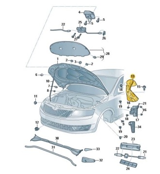 ПЕТЛЯ КАПОТА ПЕРЕДНЯЯ ЛЕВАЯ SKODA RAPID SEAT TOLEDO