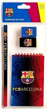 ZESTAW 4 el Ołówek Gumka Notes Temperówka FC BARCELONA