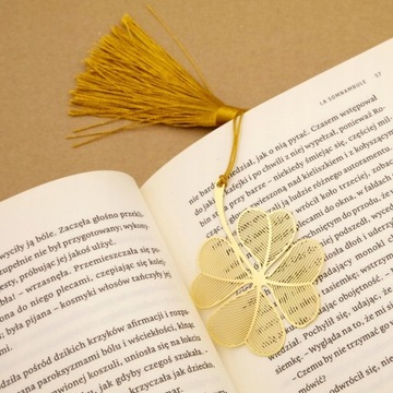 Золотая клеверная ЗАКЛАДКА, КЛЕВЕРНАЯ бахрома