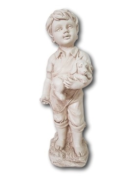Figurka chłopiec z pieskiem Dekoracja z psem 43cm