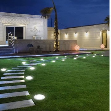 СОЛНЕЧНАЯ САДОВАЯ ЛАМПА СВЕТОДИОДНЫЕ НАЗЕМНЫЕ ЛАМПЫ ДИСКОВЫЙ ДАТЧИК СУМЕРКИ 8 ДИСКОВ