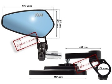 ЗЕРКАЛА МОТОЦИКЛА ПОД/В ТРАПЕЦИОДИАЛЬНЫХ КОНЦОВ РУЛЯ