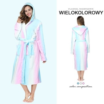 POLAROWY SZLAFROK DAMSKI Z KAPTUREM JAKOŚĆ KIESZEŃ Wiele kolorów