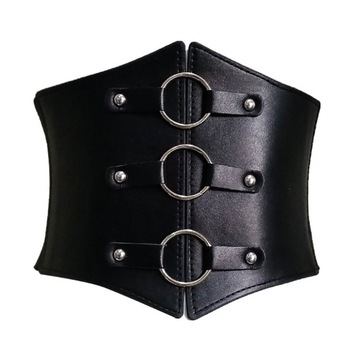 Wide Women Elastic Nylon Corset Belts Black PU