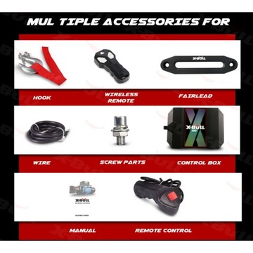 WYCIĄGARKA DO LAWET X-BULL 13000 SYNTETYK 5,9T 12V