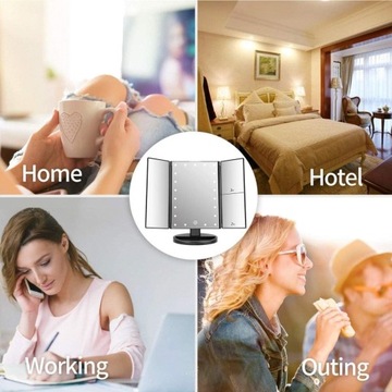 LUSTERKO KOSMETYCZNE PODŚWIETLANE DO MAKIJAŻU SKŁADANE LED 22 DIOD o