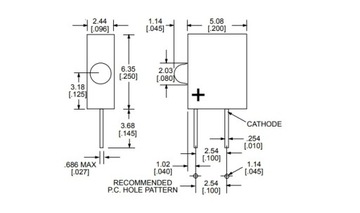 Мини-светодиод - красный - в корпусе - 14 В постоянного тока