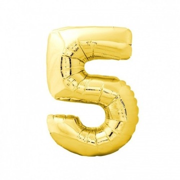 Balon foliowy złoty cyfra „5” 80cm urodziny