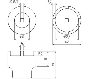НАСАДКА ДЛЯ КОЛЬЦЕВЫХ ГАЙОК 52,5/60ММ MERCEDES