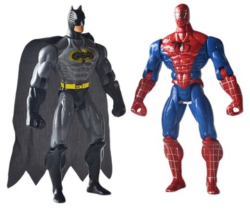2 FIGURKI BATMAN SPIDERMAN ŚWIECI RUCHOME 25 CM
