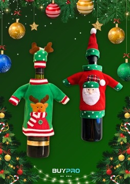 Рождественский чехол для бутылки Винный чехол Одежда Санта-Клауса с оленями 2 шт.