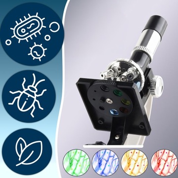 Оптический микроскоп Zoom 1200x Лабораторный набор 3 линз + аксессуары