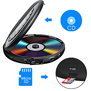 Автомобильный CD-плеер, черные портативные колонки AUX, USB, перезаряжаемые