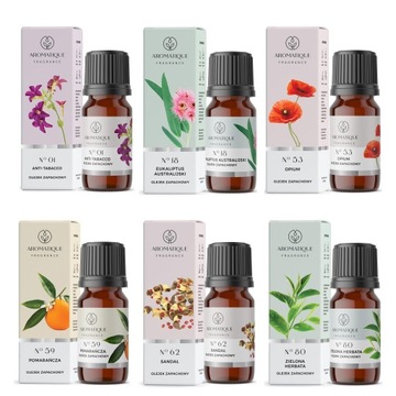 Olejki Zapachowe Eteryczne ZESTAW do nawilżacza AROMATERAPIA naturalne 6szt