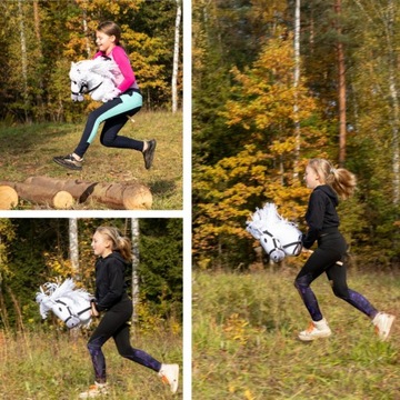 Лошадь на палке с поводьями и поводом, большая лошадка-скиппи А3, белая