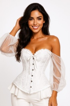 БЕЛЫЙ корсет с формированием талии + стринги для подтяжки живота L