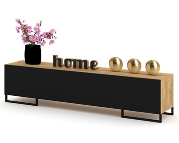 Szafka RTV Komoda Półka Loft Dąb Craft Czarny 160