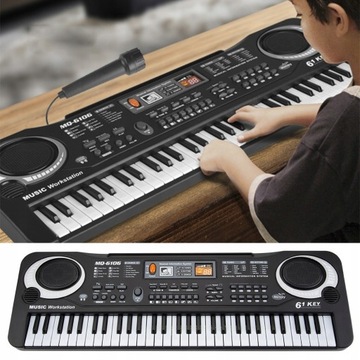 КЛАВИАТУРА ФОРТЕПИАНО ОРГАН 61 ДЛЯ ДЕТЕЙ + МИКРОФОН