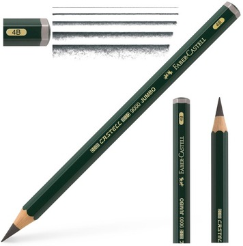 FABER CASTELL Ołówek drewniany grafitowy GRUBY do szkicowania 9000 Jumbo 4B